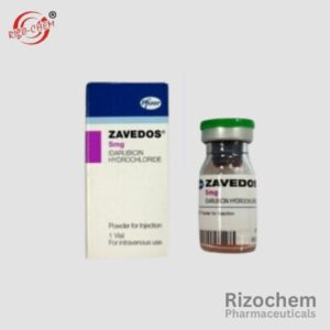 Zavedos Idarubicin Hydrochloride 5mg vial, used for chemotherapy treatment, available for wholesale and export from India.