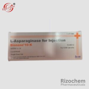 L-Asparaginase 10000IU Injection pharmaceutical product for medical use, manufactured and exported by an Indian pharmaceuticals company.
