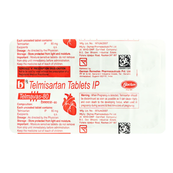 Telmavas Telmisartan 80Mg Rizochem Pharmaceuticals