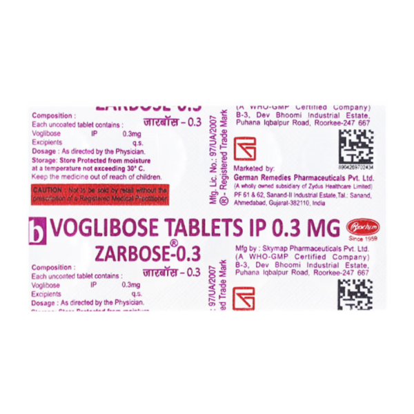 Zarbose 0.3mg Tablet Rizochem Pharmaceuticals