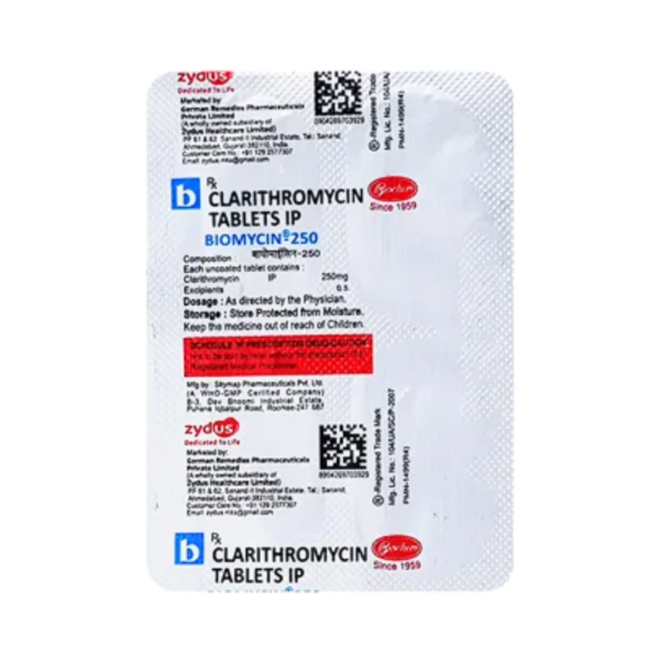 Clarithromycin Biomycin 250mg Tablet Rizochem Pharmaceuticals