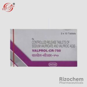 Valprol CR 750mg Tablet: A controlled-release medication used to manage epilepsy and bipolar disorder. Pack of 10 tablets.