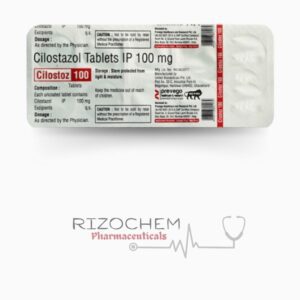 Packaging of Cilostazol CILOZIDE 100MG Tablets, a medication used for peripheral artery disease treatment, shown in a blister pack.