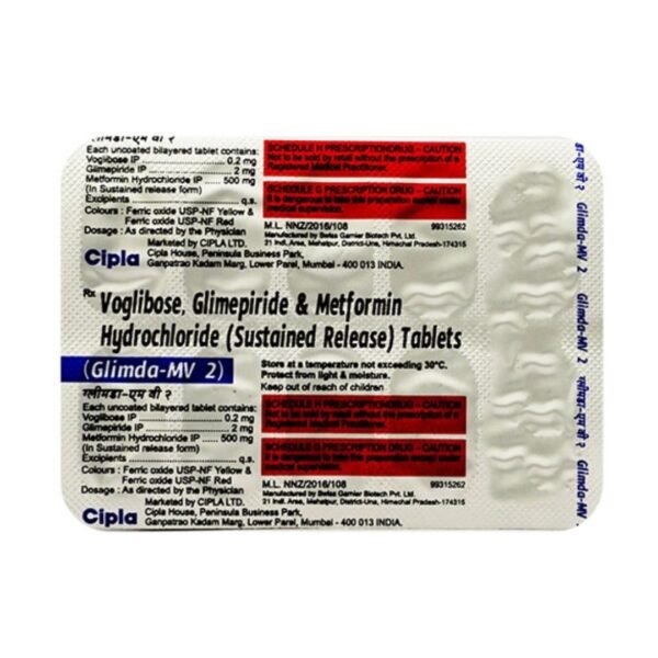 Glimda MV 2mg Tablet SR Rizochem Pharmaceuticals