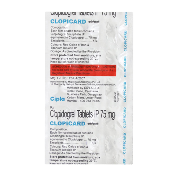 Clopicard 75mg Tablet Rizochem Pharmaceuticals
