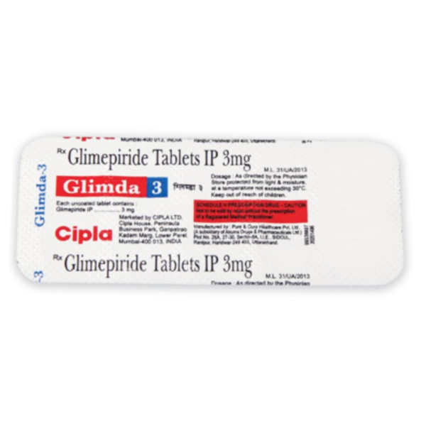 Glimda 3mg Tablet Rizochem Pharmaceuticals