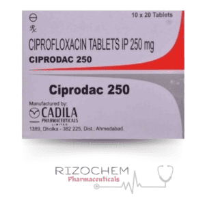 Ciprocad 250mg Tablet, a pharmaceutical product used to treat bacterial infections, available for wholesale and export.